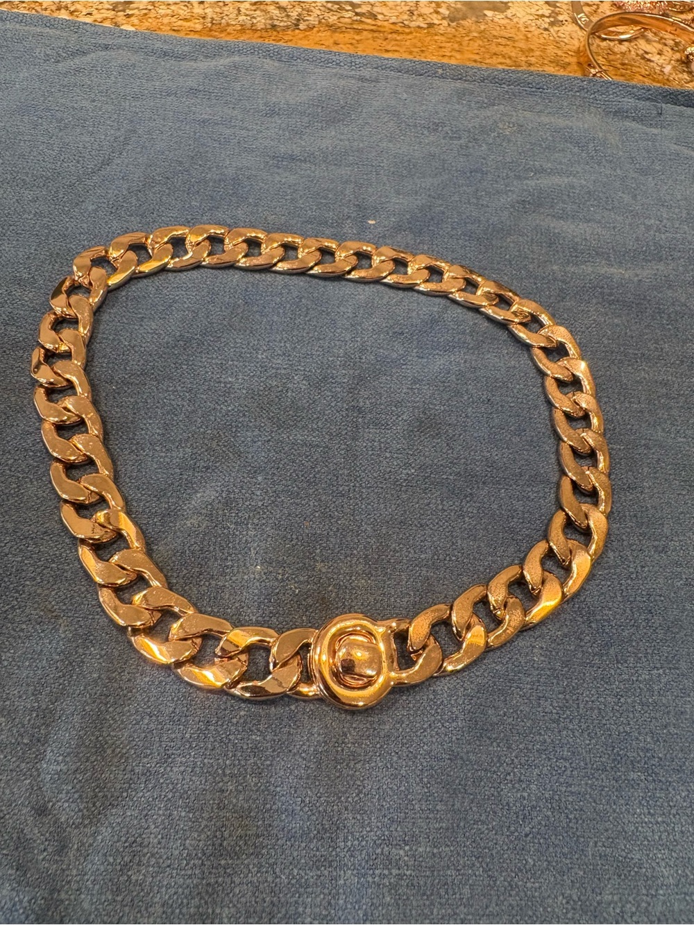 Gold-Tone Chunky Curb Chain Necklace with Rounded Knot Clasp